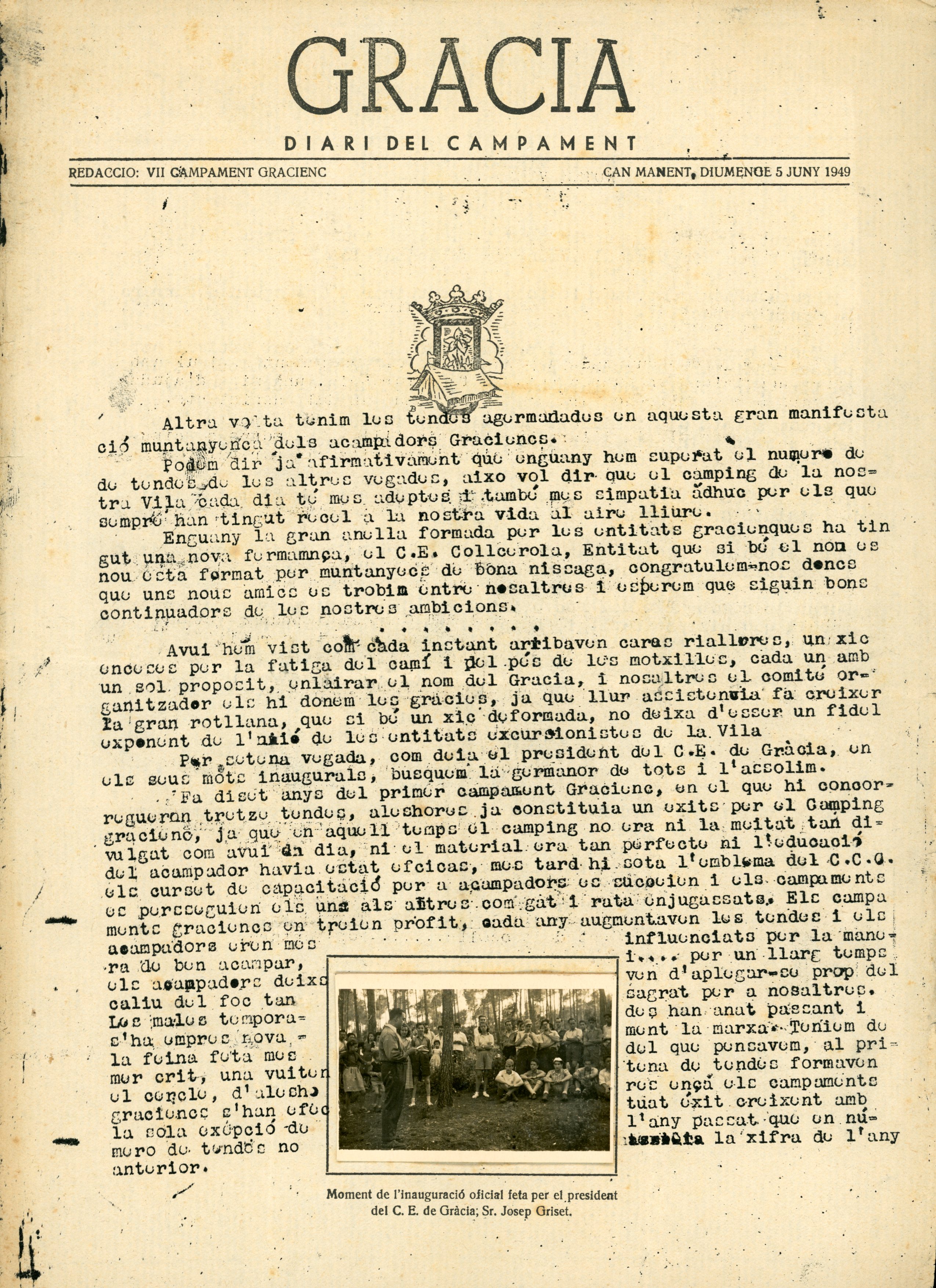 Gracia : Diari del campament : VII Campament Gracienc - Portada